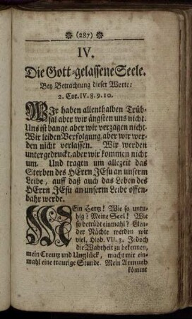 IV. Die Gott-gelassene Seele.