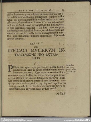 Caput II. De Efficaci Mulierum Intercessione Pro Extraneis