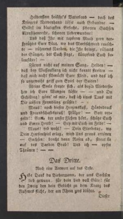 Das Dritte. Noch eine Antwort auf das Erste.