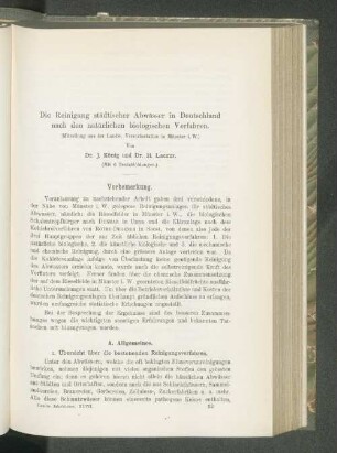 Die Reinigung städtischer Abwässer in Deutschland nach den natürlichen biologischen Verfahren.