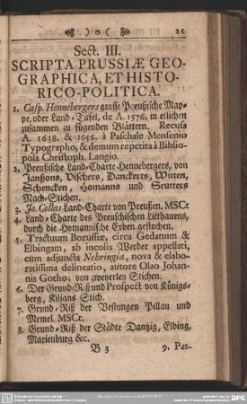 Sect. III. Scripta Prussiae Geographica, Et Historico-Politica