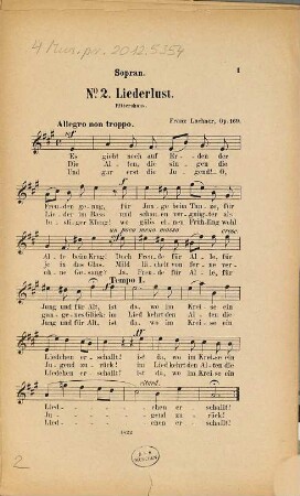 Neun Gesänge für Sopran, Alt, Tenor und Baß : Op. 169, 2. Liederlust