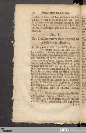 Cap. II. Von dem Fundament und Ursprung der Freudigkeit im Sterben.
