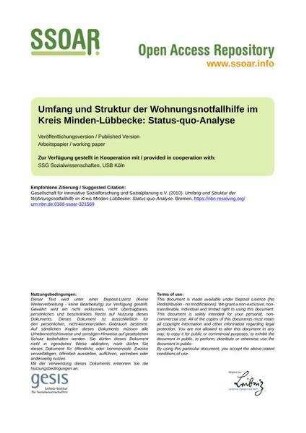 Umfang und Struktur der Wohnungsnotfallhilfe im Kreis Minden-Lübbecke: Status-quo-Analyse