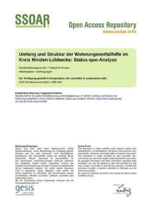 Umfang und Struktur der Wohnungsnotfallhilfe im Kreis Minden-Lübbecke: Status-quo-Analyse