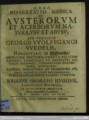 Dissertatio medica de austerorum et acerborum natura, usu et abusu
