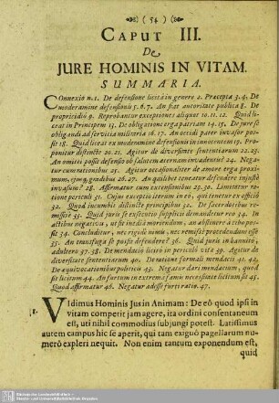 Caput III. De Iure Hominis In Vitam