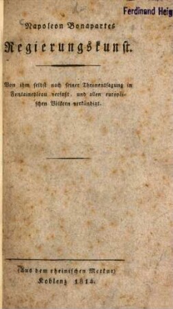 Napoleon Bonapartes Regierungskunst