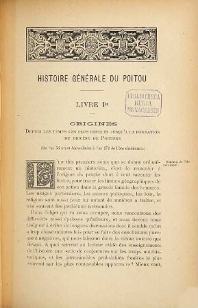 Histoire générale civile, religieuse et littéraire du Poitou, 1