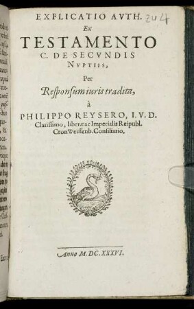 Explicatio Auth. Ex Testamento C. De Secundis Nuptiis