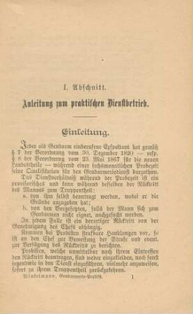 I. Abschnitt. Anleitung zum praktischen Dienstbetrieb