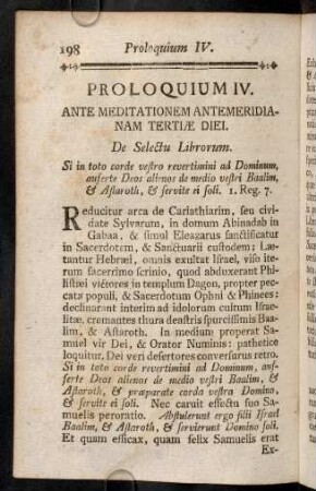 198-204, Proloquium IV. Ante Meditationem Antemeridianam Tertiae Diei.