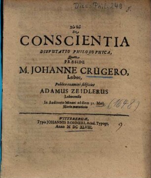 De Conscientia Disputatio Philosophica