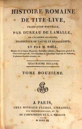 Histoire romaine de Tite-Live, 12. Quatrième décade