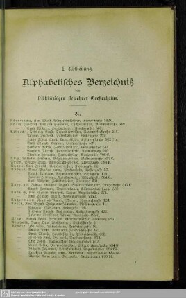 I. Einwohnerverzeichnis : I. Abtheilung. Alphabetisches Verzeichniß der selbstständigen Bewohner Großenhains