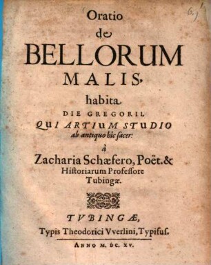 Oratio de bellorum malis