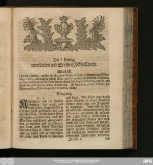 Die I. Predigt, vom Leiden und Sterben Jesu Christi.