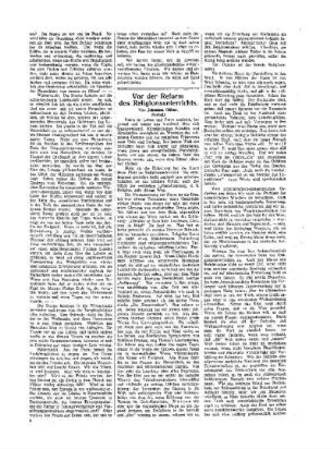Vor der Reform des Religionsunterrichts : (Schluß) ; (Fortsetzung in der Beilage)