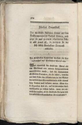 Fünftes Hauptstück. Die christliche Religion stimmt mit den Vollkommenheiten Gottes überein, [...]