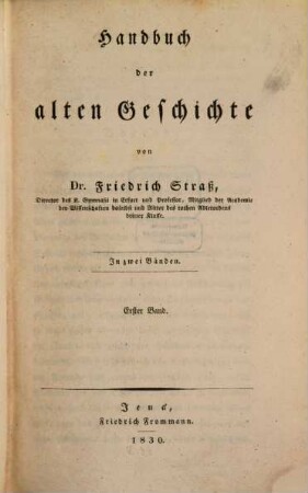 Handbuch der Weltgeschichte. 1, Handbuch der alten Geschichte ; 1