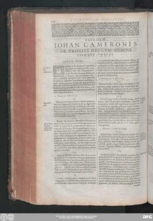Eiusdem Iohan. Cameronis De Triplici Dei Cum Homine Foedere Theses.