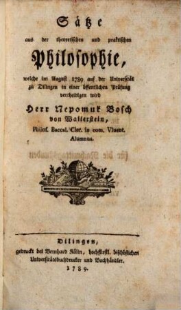 Sätze aus der theoretischen und praktischen Philosophie