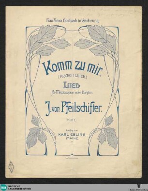 Komm zu mir! : Lied für Mezzosopran oder Baryton