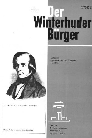 Heft 1 / 1971 : Zeitschrift des Winterhuder Bürgervereins von 1872 r.V. Heft 1/1971 Erscheinungszeitraum: Jan./Febr. 1971