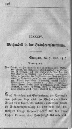184. Sitzung, Stuttgart, 7.12.1816