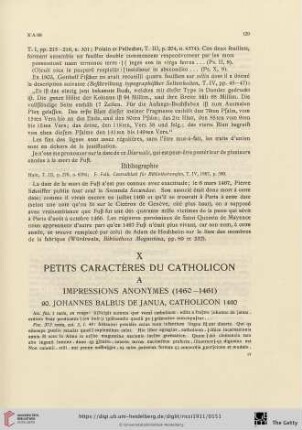 X. Petits charactères du catholicon