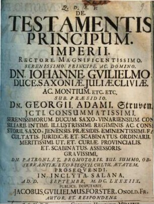 De. Testamentis. Principum. Imperii