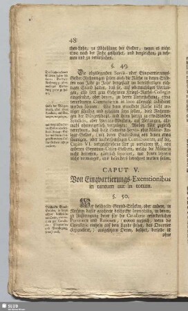 Caput V. Von Einquartierungs-Exemtionibus in tantum aut in totum