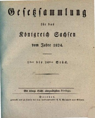 Gesetzsammlung für das Königreich Sachsen. 1824