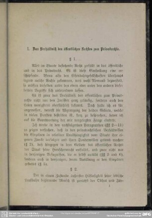 I. Das Verhältnis des öffentlichen Rechtes zum Privatrechte