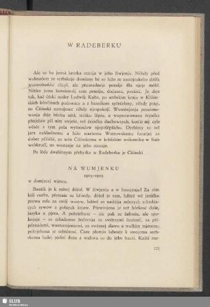 Na Wumjenku 1903–1909