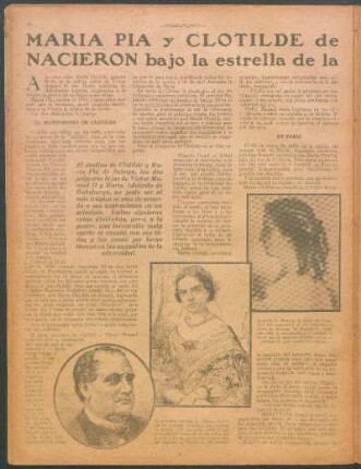 María Pia y Clotilde de Saboya, princesas italianas, nacieron bajo la estrella de la adversidad y la tragedia : Una nota de Blanca Schiuma