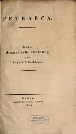 Petrarca : eine dramatische Dichtung