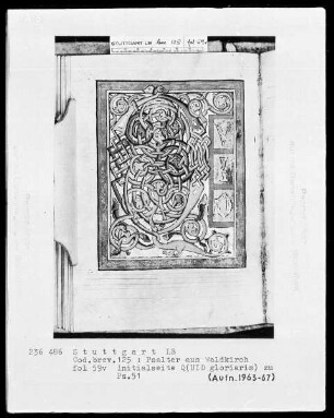 Psalter aus Waldkirch bei Freiburg — Initiale Q (uid gloriaris), Folio 59 verso
