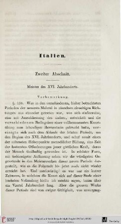 Zweiter Abschnitt : Italien ; Meister des XVI. Jahrhunderts