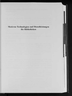 Moderne Technologien und Dienstleistungen für Bibliotheken