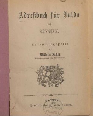 1876/77: Adreßbuch der Stadt Fulda