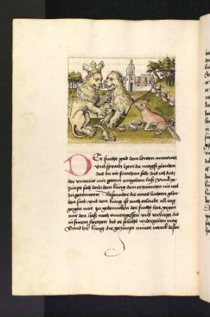 Der Löwenkönig mit Löwenmutter und dem Fuchs; (Kapitel XII: Von dem Löwen und dem Fuchs)
