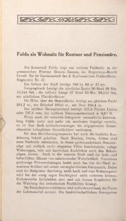 Fulda als Wohnsitz für Rentner und Pensionäre.