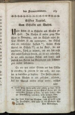 Eilftes Kapitel. Vom Schlafen und Wachen.