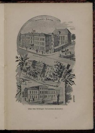 Universitäts-Bibliothek, Auditorium, Aula (Aus dem Göttinger Universitäts-Kalender)