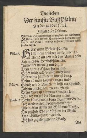 Der fünffte Buß Psalm ...