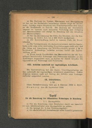 VIII. Arbeiten außerhalb der regelmäßigen Arbeitszeit.