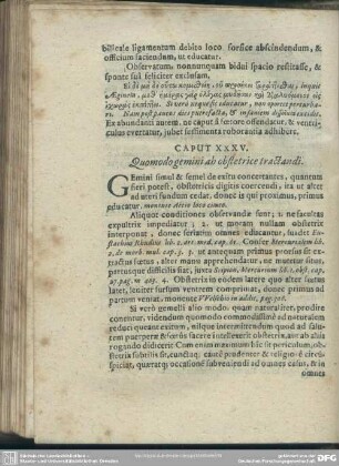 Caput XXXV [XXXVI]. Quomodo gemini ab ostectrice tractandi