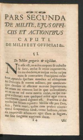 Pars Secunda. De Milite, Eius Officiis Et Actionibus.
