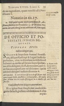De Officio Et Potestate Iudicis Delegati. Titulus XVIII.